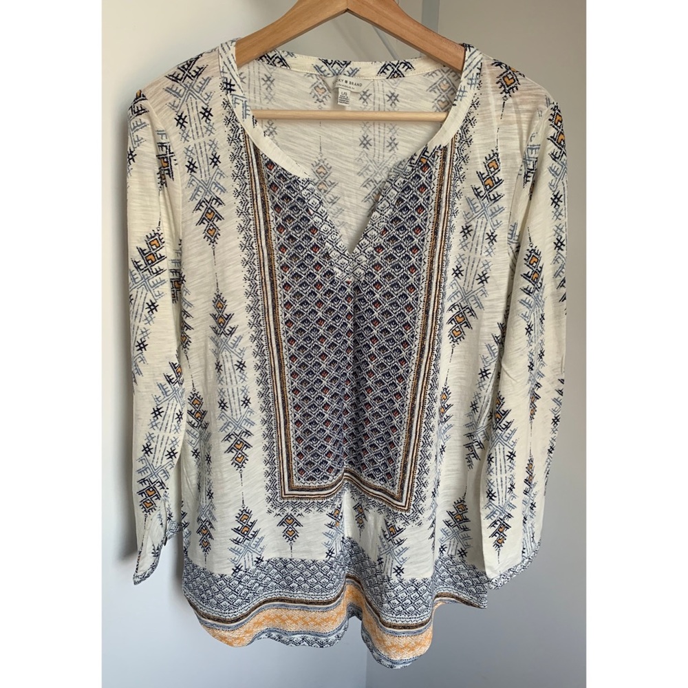 Lucky Brand • L • Southwest Native Print Design Burnout Top